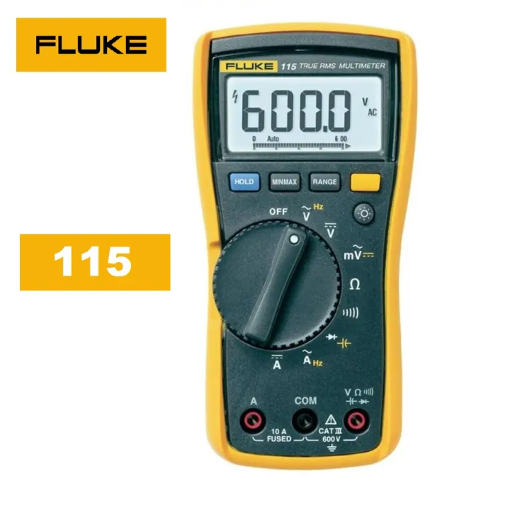 Fluke 115 True RMS Digital Multimeter Measures AC/DC Voltage To 600 V and AC/DC Current to 10 A