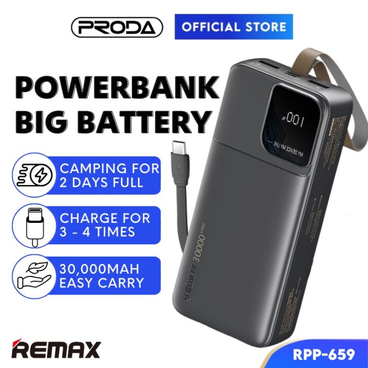REMAX RPP-659 30000mAh Type-C & iPhone Cabled Digital Display Power ...