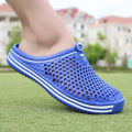 Cross-border plus size couple summer breathable hole shoes men's semi-drag soft-soled hollow lightweight home slippers women's 407.