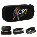 Cr7 Cristiano Ronaldo Football Signature Soccer Pencil Case Double Layer Large-capacity School Accessories Pencil Box Gift.