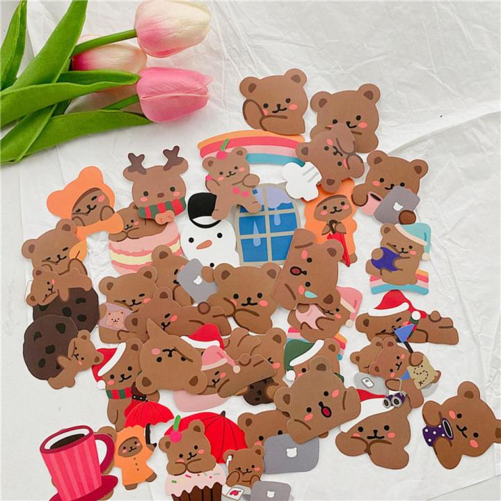 60Pcs/pack Cute Lazy Bear Stickers Scrapbooking Decorative Sticker Korean DIY Diary Album Stick Label Kawaii Stationery