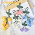Hand-woven Pendants 2 Pcs Flores Convallariae Knitted Contrast Color Soft Fabric Diy Material Shoulder Bag Schoolbag Decor Car Interior Pendant Shoulder Bag Decor Pendants. 