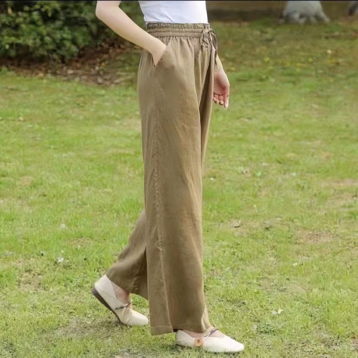 %E3%80%90Zihe%E3%80%91Linen%20Wide-Leg%20Pants%20Straight%20High%20Waist%20Solid%20Color%20Casual%20Pants%20Loose%20and%20Elastic%20Cropped%20Summer%20Versatile%20Ladies%20-%20Image%204