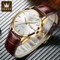 New Men Watch Luxury Leather Luminous Hand Watch Watch For Men Brown.