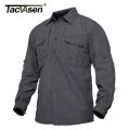 TACVASEN Men's Tactical Shirts Summer Lightweight Quick Drying Shirts Hiking Nylon Shirts Long Sleeve Outdoor Work Cargo Shirts. 