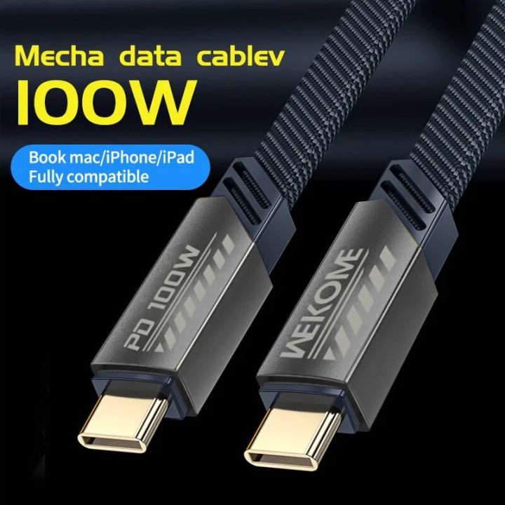 New Mech Style USB C to C 100W / PD 20W C2L Fast Charging Data Cable with Nylon Braided For Apple iPhone Xiaomi Samsung Google