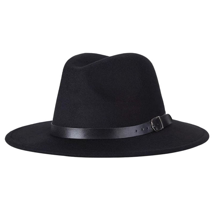 (New)Vit Fox Fedora Hat With Buckle Pure Color Fedora Hat