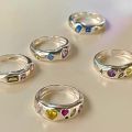 Individuality Colorful Zircon Heart Open Rings for Women Girl. 