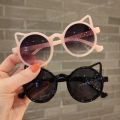 Children cat ears sunglasses fashion cute baby girls Round glasses Outdoor UV protection boys glasses beach Eyewear.