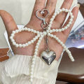 【NEW】 Delicate Beaded Key Chain Handmade Shaped Keyring Heart Keychain Ornament Pearl Decoration For Bags And Phones Huiye. 