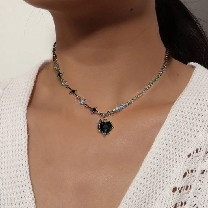 Purple%20Black%20Love%20Shape%20Pendant%20Necklace%20Heart%20Star%20Crystal%20Splice%20Chain%20For%20Women%20Girl%20Jewelry%20Accessories%20Gift%201Pcs%20-%20Image%202