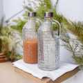 Transparent Set of 1 pcs Clear Glass Milk Bottles with Airtight Cap, Handle, 1 Liter. 