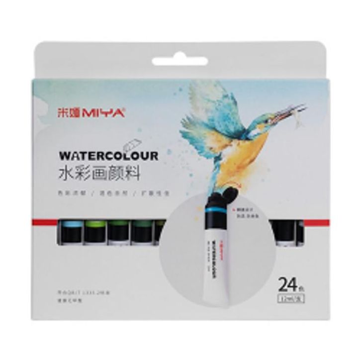 Himi Miya Water Color Tube Set 12 ML 24 Colors Rich and High Pigmented Paints