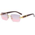 Luxury Rimless Square Sunglasses Man Brand Designer Frameless Gradient Sun Glasses Woman Fashion Vintage Wooden Oculos De Sol. 