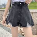 Ripped Jeans Shorts Women Summer Loose Denim Wide Leg Shorts For Women with Belt Harem Ladies Jeans Short Causal New. 