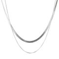 Simple temperament, double-layer titanium steel flat snake bone necklace, women's light luxury, niche design, plain ring, blade chain, hip-hop necklace. 