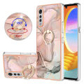 Marble Pattern Ring Holder Slim Phone Case For LG Velvet 4G / Velvet 5G / G9 Velvet Phone Case Metal Kickstand Cover.