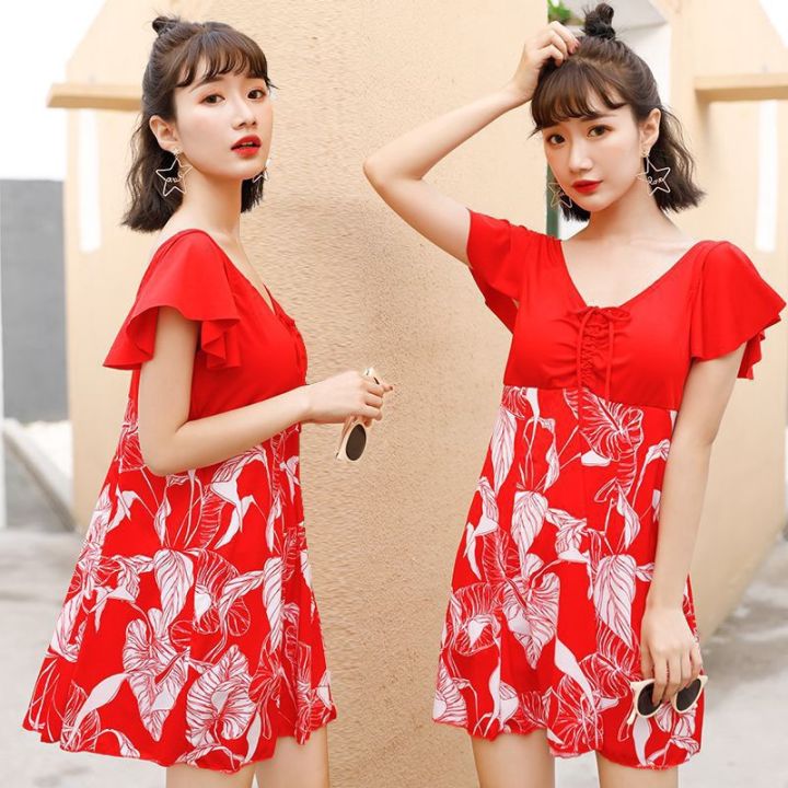 Swimsuit%20ladies%20plus%20size%20conservative%20one-piece%20skirt%20style%20middle-aged%20mom%20covering%20flesh%20thin%20flat%20corner%20beach%20vacation%20slightly%20chubby%20swimsuit%20-%20Image%203