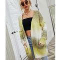 Korean Fashion Cardigan Women Colorful Rainbow Sweater Gradient Loose Long Coat Knitwear Autumn Winter Clothes Sueters De Mujer.