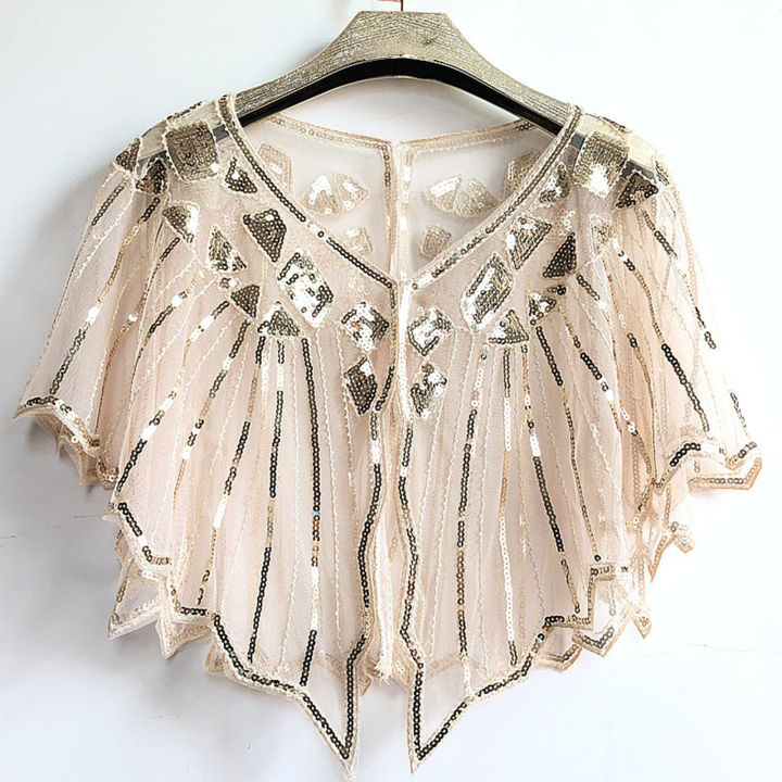 Women%20Cape%20Vintage%20Summer%20Beaded%20Sequin%20Shrug%20Flapper%20Dress%20Shawl%20-%20Image%204