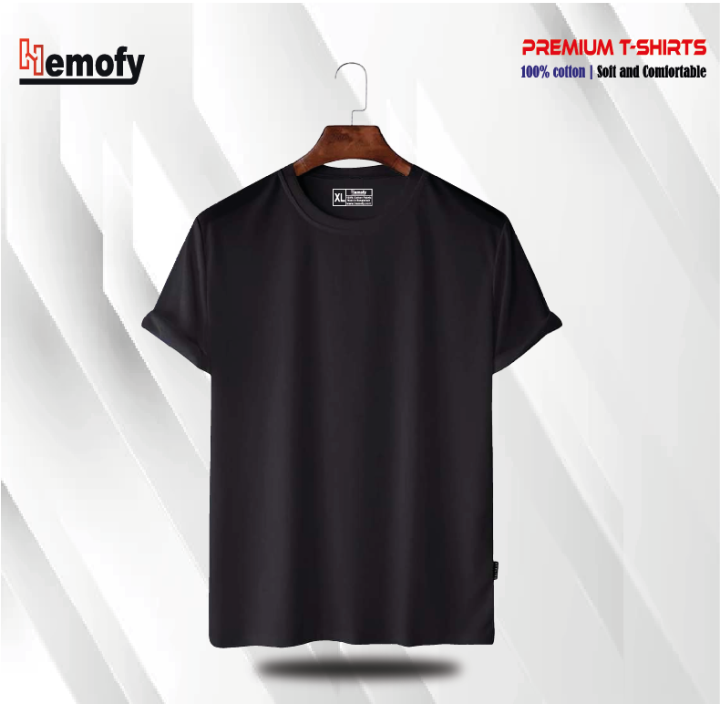 Premium Quality Solid Cotton half Sleeve T Shirt For Men - T Shirt