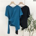 Solid Color round Neck T Regular Women's Summer Wear New Clothes Bottoming Design T-shirt Top Scheming Half Sleeve 2024 All-Matching 々.