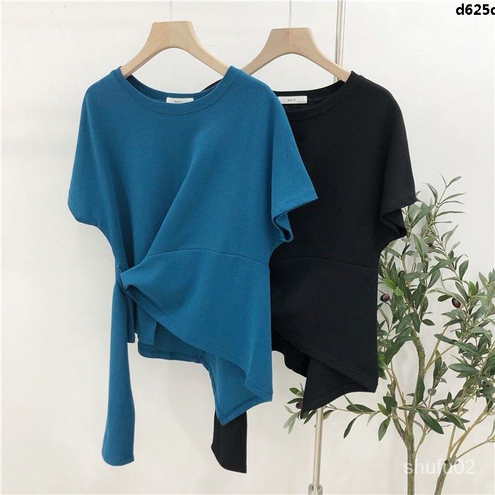 Solid Color round Neck T Regular Women's Summer Wear New Clothes Bottoming Design T-shirt Top Scheming Half Sleeve 2024 All-Matching 々