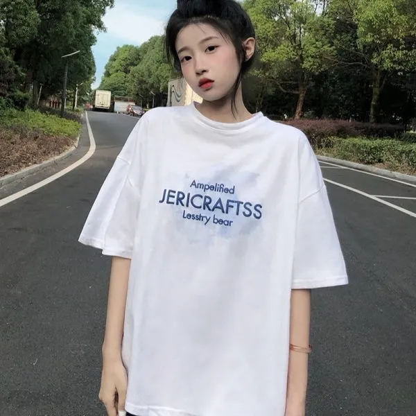 Short%20Sleeve%20T%20T-shirt%20Girl%20Summer%20Clothes%202024%20New%20Junior%20High%20School%20Students%20Korean%20Style%20Loose%20Print%20Half%20Sleeve%20Top%20Clothes%20-%20Image%203