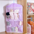 16 Pockets Clear Hanging Bag Socks Tie Bra Underwear Rack Hanger Storage Organizer Foldable Wardrobe Wall Door Back Hanging Bags. 