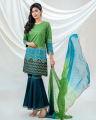 Bishworang Womens Trendy  Dress 3Pcs set   - Green colour, Cotton ,  Embroidery,Handwork & Patchwork.. 