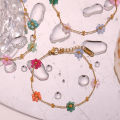E.B.belle Colorful Beads Flower Charm Y2K Jewelry Set Girls Ladies Summer Beach Accessories Belly Waist Chain Necklace Bracelets. 