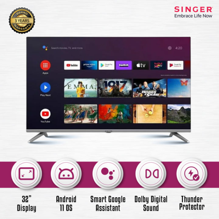 SINGER ANDROID TV  E32  SRTV-SLE32D6100GOTV - Smart TV