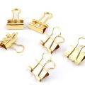 25pc Metal Binder Clips Strong Hold Power Paper Clip Small 19mm Gold Color For Notebooks Documents Ticket. 