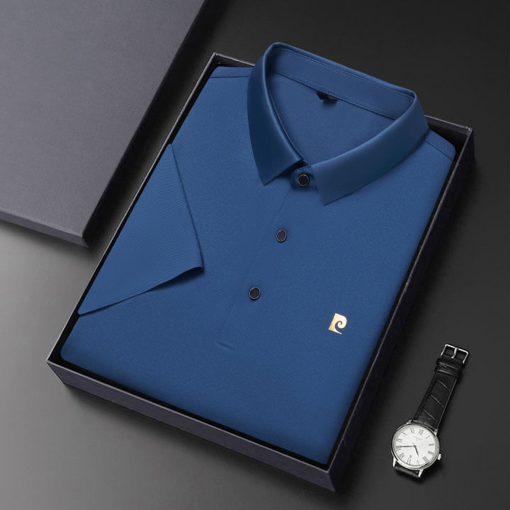 Pierre%20Cardin%20Summer%20Business%20Short%20SleeveTT-shirt%20Men's%20Thin%20Lapels%20Non-Ironing%20Dad's%20Sweater%20Breathable%20Casual%20-%20Image%205