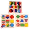 ♦♦ Kids Baby Wooden Learning Geometry Educational Toys Puzzle Montessori Early Learning. 