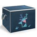 Dark Blue Deer - Moisture-Proof Cotton Quilt Storage Bag.