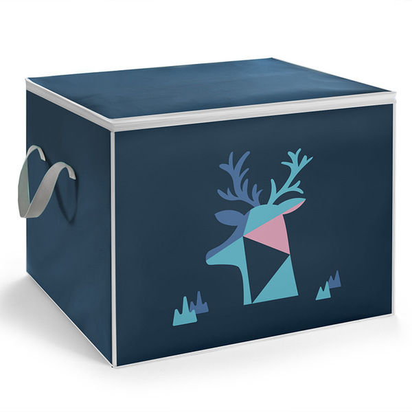 Dark Blue Deer - Moisture-Proof Cotton Quilt Storage Bag