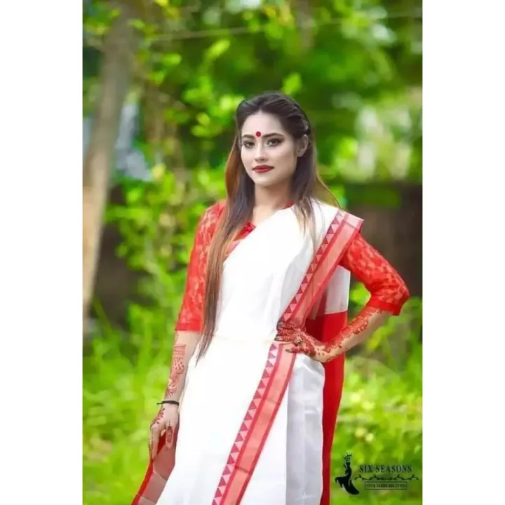 white%20And%20Red%20Exclusive%20Design%20Tangail%20Tat%20half%20silk%20Saree%20For%20Women%20-%20Image%202