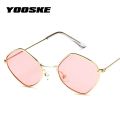 【beauty code store】YOOSKE Vintage Sunglasses Women Metal Frame Red Pink Clear Sun Glasses Men Small Cat Eye UV400.