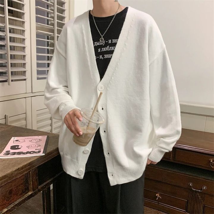 Cardigan%20Men%20V-neck%20Simple%20Solid%20Loose%20Autumn%20Newly%20Fashion%20Kpop%20Vintage%20Outwear%20All-match%20Leisure%20Chic%20Preppy%20Style%20Knitted%20Ins%20-%20Image%203