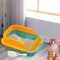 Cat Litter Boxes for Indoor Cats with Scatter Open Air Cats Litter Pan Green Medium. 