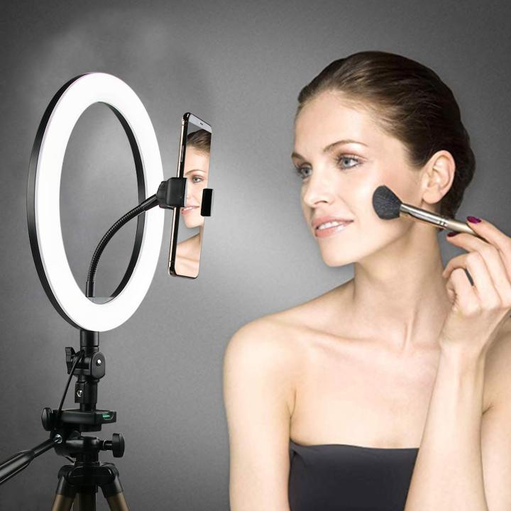 12%20inch%20Selfie%20Ring%20Light%20Live%20Stream/Makeup%20with%20Tripod%20Stand%20&%20Cell%20Phone%20Holde%20-%20Image%203