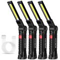 LED multi-functional USB rechargeable flashlight COB magnetic base auto repair camping working light red warning strong light.