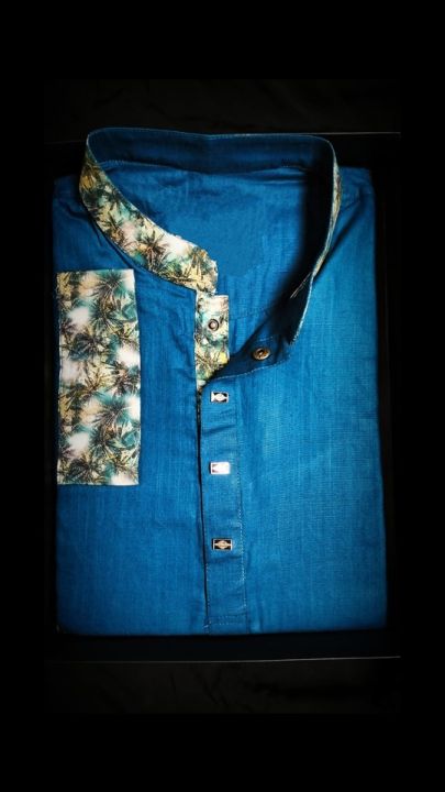 White%20Men'S%20Premium%20Quality%20Semi%20Long%20Embroidery%20Work%20Panjabi%20%20(%20Tencil%20Cotton%20)%20-%20Panjabi%20-%20Image%202