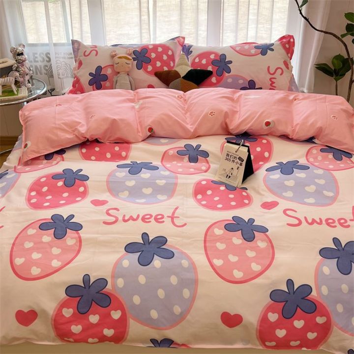 Black%20cartoon%20briquettes%20fairy%20bed%20sheet%20duvet%20cover%20four-piece%20set%20washed%20cotton%20student%20dormitory%20bed%20single%20three-piece%20set%20-%20Image%203