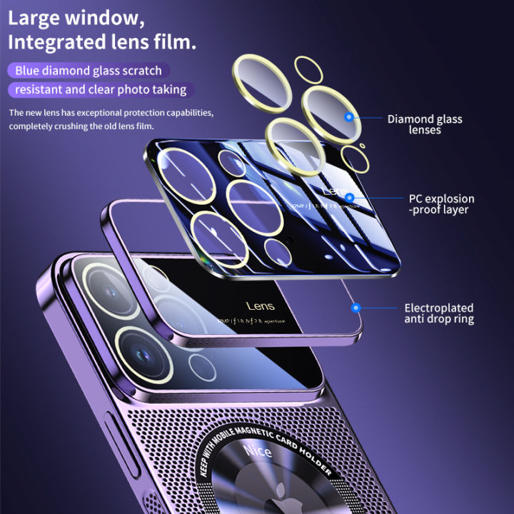 Alien%20Heat%20Dissipation%20Magnetic%20Case%20For%20iPhone%2013%2011%2012%2014%2015%20Pro%20Max%20Electroplated%20Mesh%20Magsafe%20Glass%20Lens%20Enlarge%20logo%20Phone%20Cover%20-%20Image%205