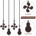 ZOROOM 16Pcs Ceiling Fan Pull Chain Set,Bulb and Fan Pattern Pull Chain Extension Fan Pull Chain Pendant 12 Inch (Red Bronze). 