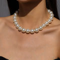 Statement Vintage Fresh Water Pearl Beaded Necklace Large Faux Pearl Choker Necklace For Women Party. 