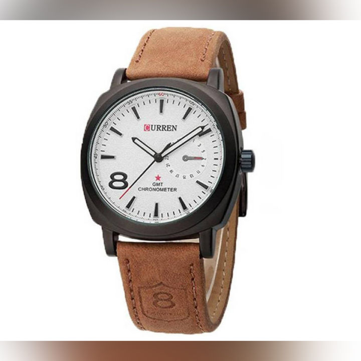 Analog Wrist Watch - Brown and White