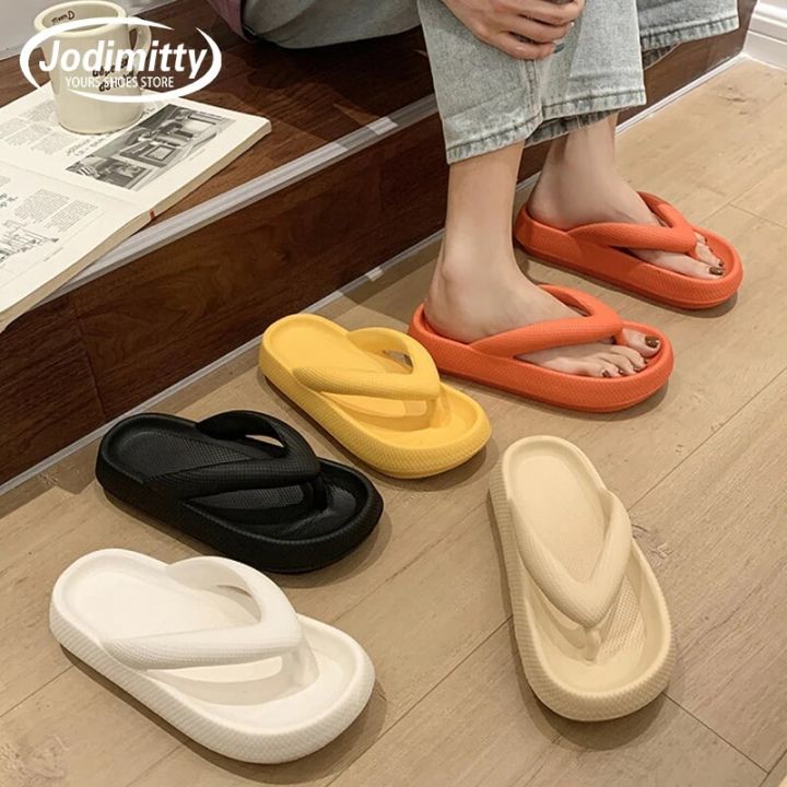 Fashion Thick Platform Flip Flops Woman Beach Sandals Soft Vintage Anti-Slip Slippers Couple Outdoor Summer Beach Eva Men Slides